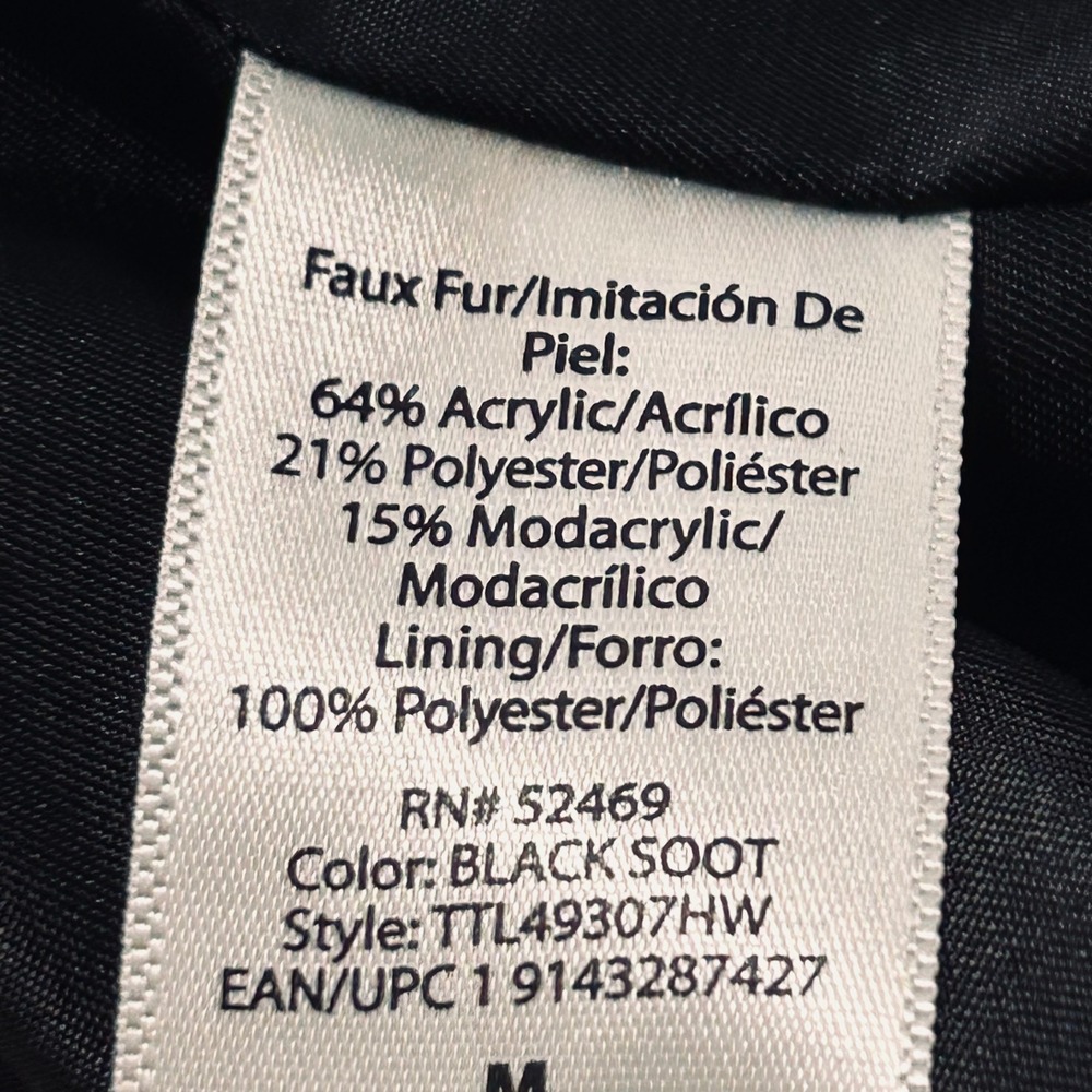 Time and Tru Womens Black Faux Fur Vest Shaggy Open Front Sleeveless Medium 8-10 - Picture 9 of 10
